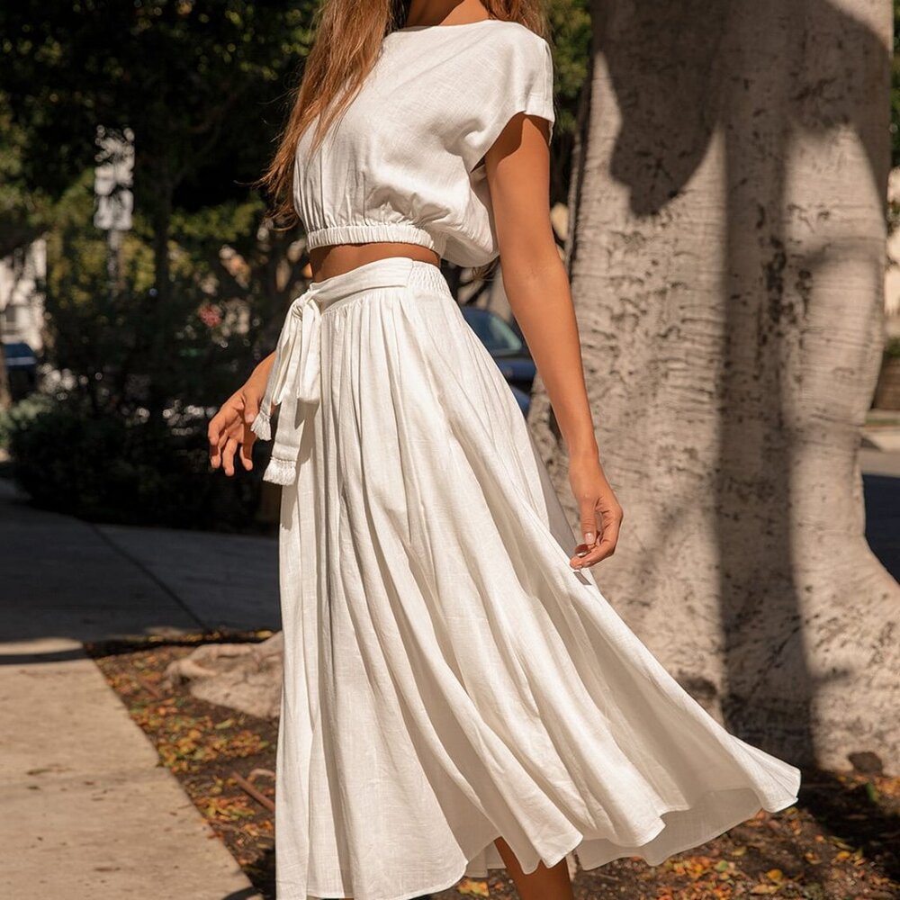 Brings You Back Ivory Two-Piece Midi Dress Lulu's